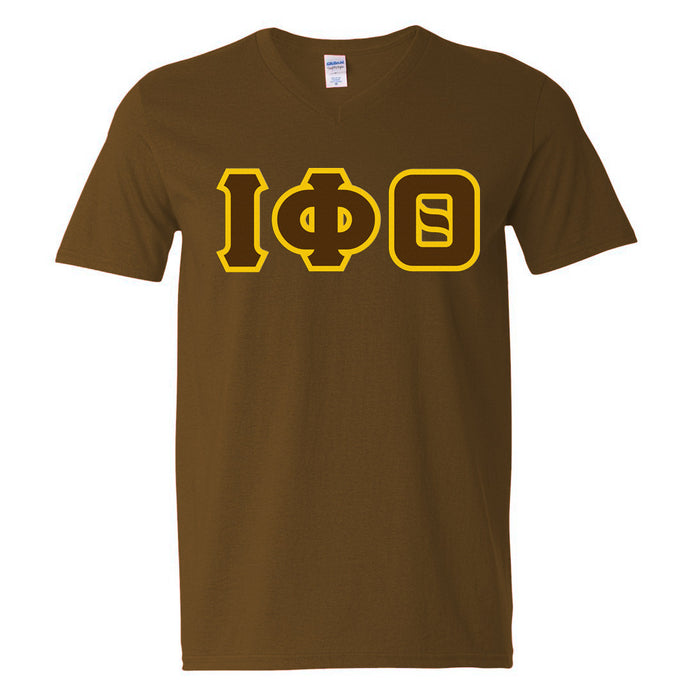 Discount Iota Phi Theta Lettered V Neck T Shirt DISCOUNT- Iota Phi Theta Lettered V-Neck T-Shirt