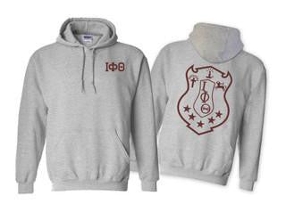 Printify Iota Phi Theta World Famous Crest Shield Hooded Sweatshirt Iota Phi Theta World Famous Crest - Shield Hooded Sweatshirt