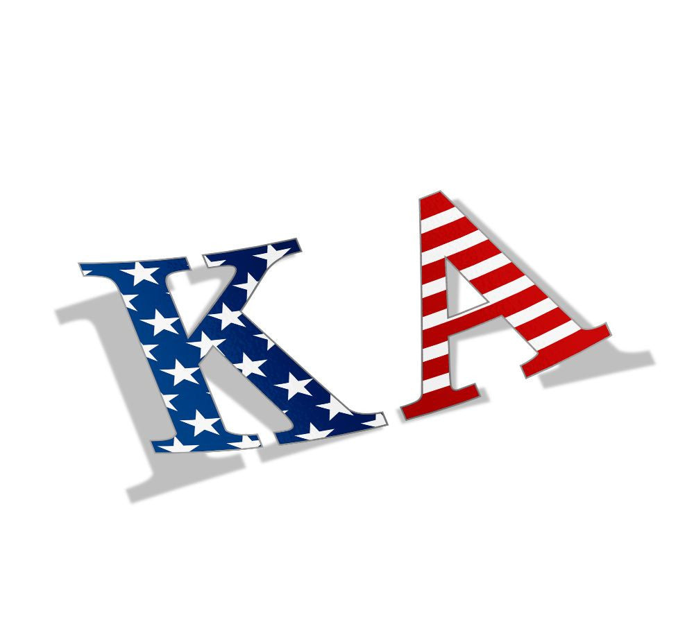 Kappa Alpha American Flag Greek Letter Sticker 2.5" Tall Kappa Alpha American Flag Greek Letter Sticker - 2.5