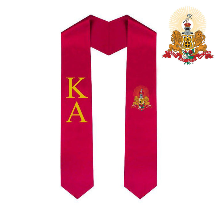 Kappa Alpha Greek Lettered Graduation Sash Stole With Crest Kappa Alpha Greek Lettered Graduation Sash Stole With Crest
