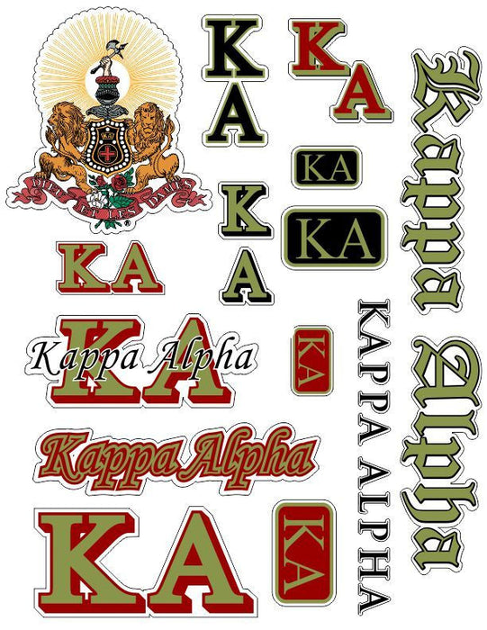 Kappa Alpha Multi Greek Decal Sticker Sheet Kappa Alpha Multi Greek Decal Sticker Sheet