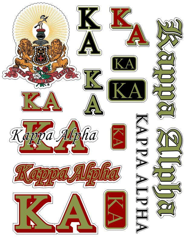 Kappa Alpha Multi Greek Decal Sticker Sheet Kappa Alpha Multi Greek Decal Sticker Sheet