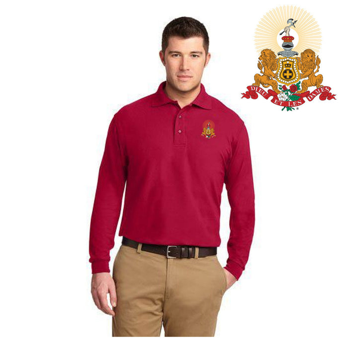 Discount Kappa Alpha Emblem Long Sleeve Polo DISCOUNT-Kappa Alpha Emblem Long Sleeve Polo