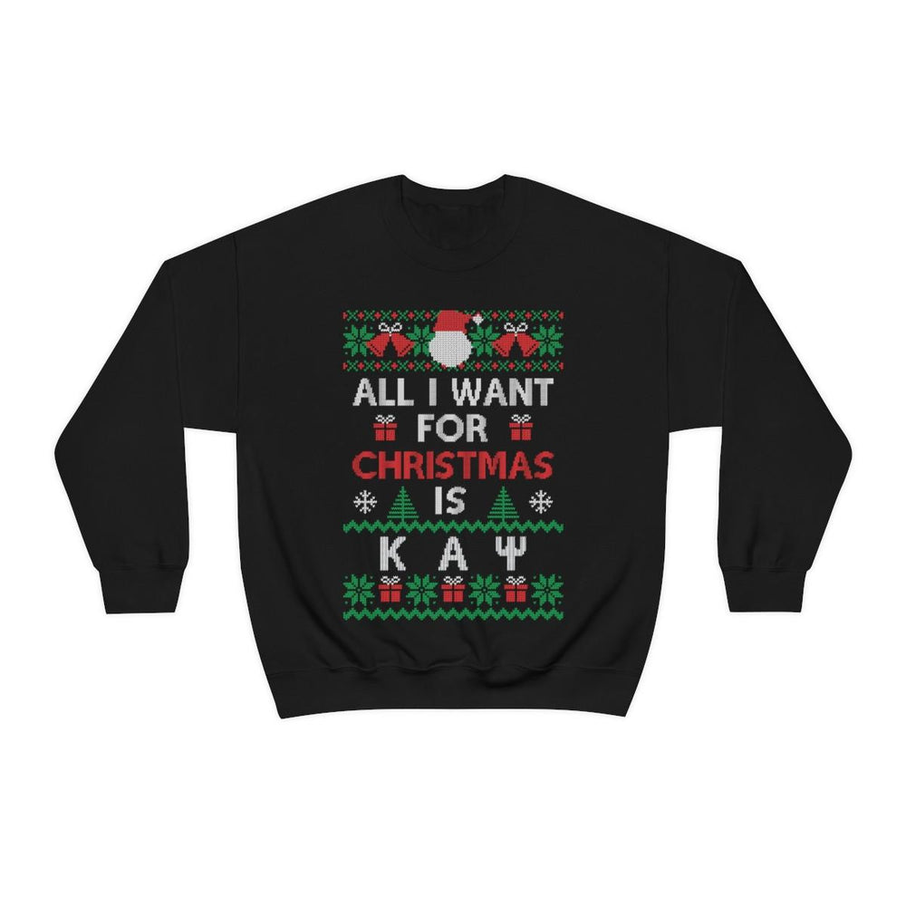 Printify Kappa Alpha Psi All I Want For Christmas Crew Sweatshirts Kappa Alpha Psi All I Want For Christmas Crew Sweatshirts