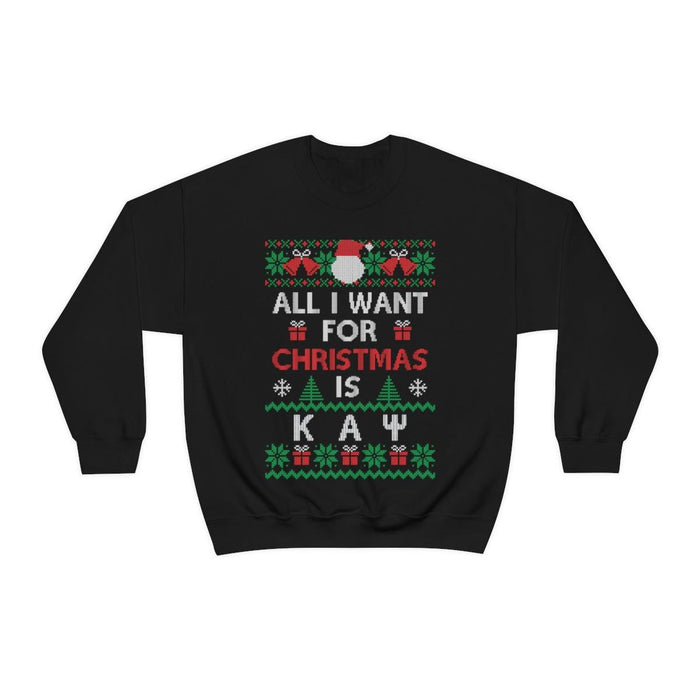 Printify Kappa Alpha Psi All I Want For Christmas Crew Sweatshirts Kappa Alpha Psi All I Want For Christmas Crew Sweatshirts