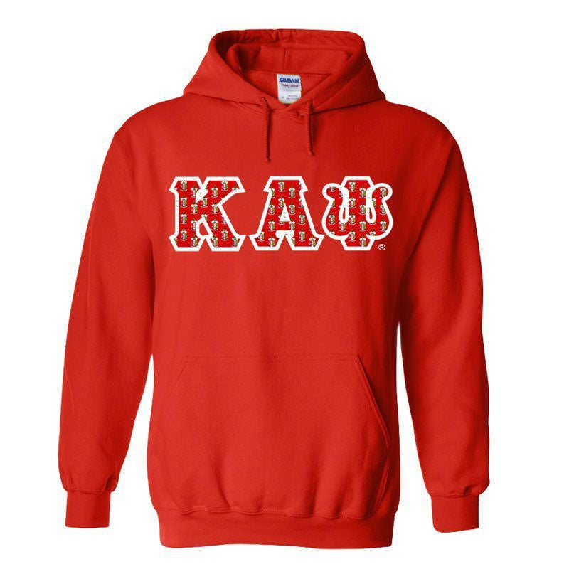 Kappa Alpha Psi Fraternity Crest Shield Twill Letter Hooded Sweatshirt Kappa Alpha Psi Fraternity Crest - Shield Twill Letter Hooded Sweatshirt