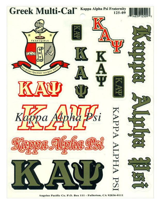Kappa Alpha Psi Multi Greek Decal Sticker Sheet Kappa Alpha Psi Multi Greek Decal Sticker Sheet