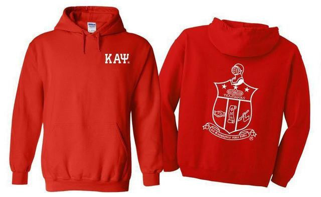 Printify Kappa Alpha Psi World Famous Crest Shield Hooded Sweatshirts White Imprint Kappa Alpha Psi World Famous Crest - Shield Hooded Sweatshirts - White imprint