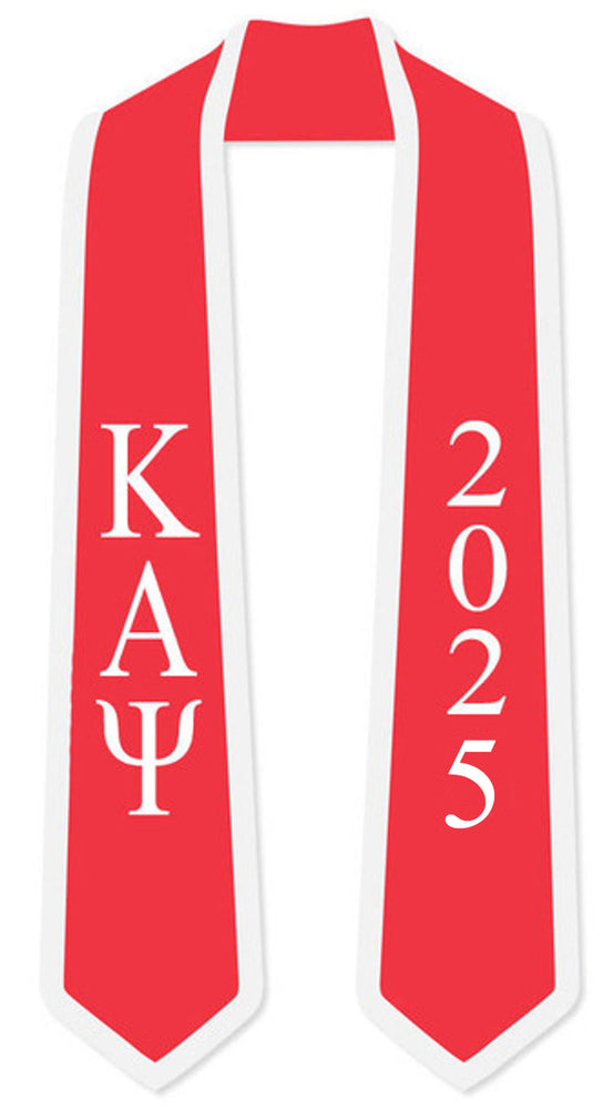 Discount Kappa Alpha Psi Greek 2 Tone Lettered Graduation Sash Stole W/ Year DISCOUNT-Kappa Alpha Psi Greek 2 Tone Lettered Graduation Sash Stole w/ Year