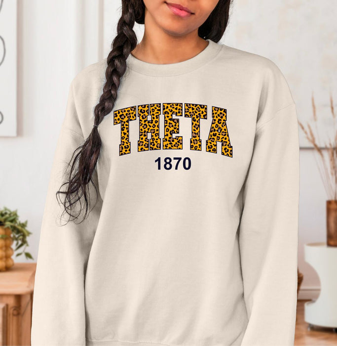 Kappa Alpha Theta Cheetah Print Crewneck Sweatshirt Kappa Alpha Theta Cheetah Print Crewneck Sweatshirt