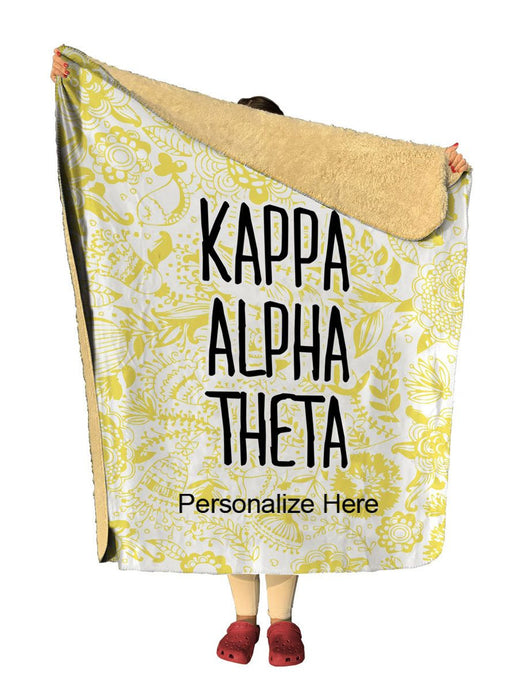 Kappa Alpha Theta Floral Sherpa Lap Blanket Kappa Alpha Theta Floral Sherpa Lap Blanket