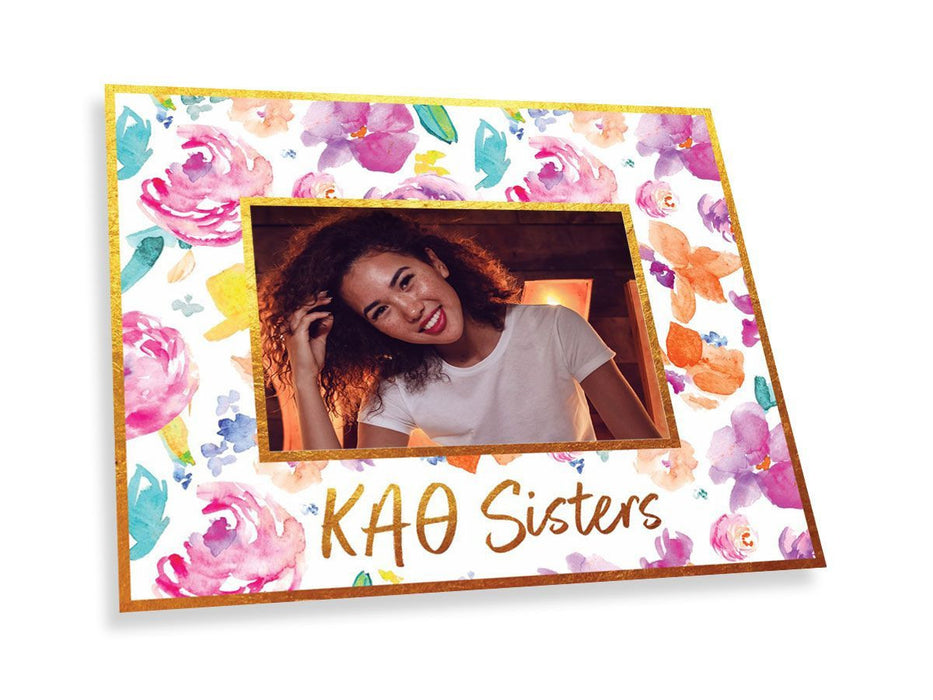 Kappa Alpha Theta Gold Foil & Floral Painted Photo Frame Kappa Alpha Theta Gold Foil & Floral Painted Photo Frame