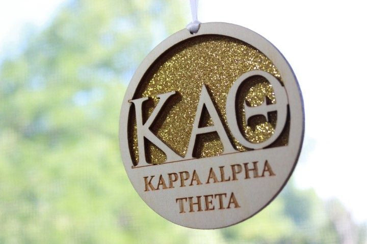 Kappa Alpha Theta Laser Carved Greek Letter Ornament 3" Round Kappa Alpha Theta Laser Carved Greek Letter Ornament - 3