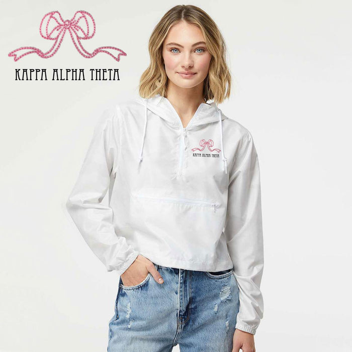 Kappa Alpha Theta Lightweight Quarter Zip Pullover Crop Windbreaker Kappa Alpha Theta  Lightweight Quarter-Zip Pullover Crop Windbreaker