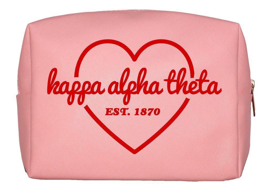 Kappa Alpha Theta Pink With Red Heart Makeup Bag Kappa Alpha Theta Pink with Red Heart Makeup Bag