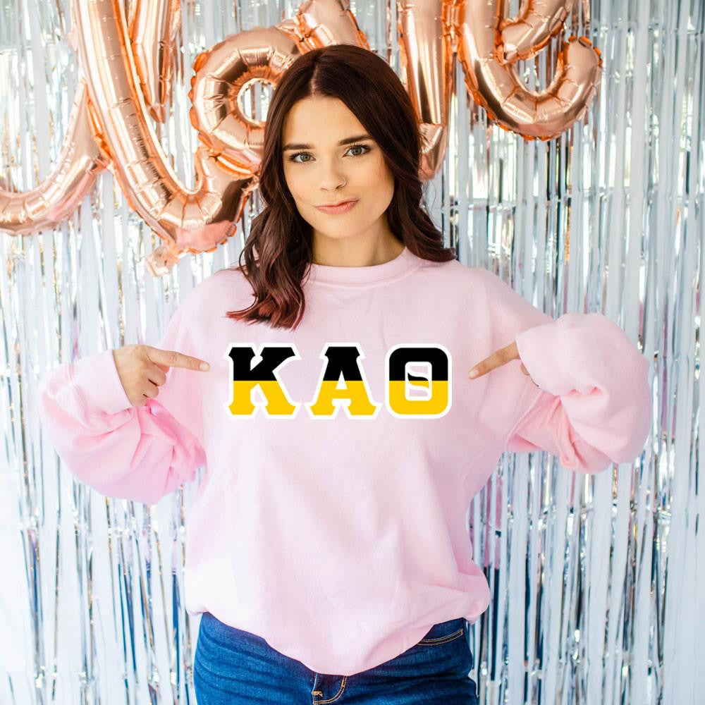 Printify Kappa Alpha Theta Two Tone Lettered Crew Sweatshirts Kappa Alpha Theta Two Tone Lettered Crew Sweatshirts