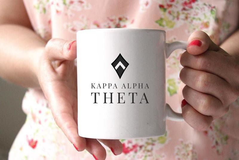 Kappa Alpha Theta White Mascot Coffee Mug Personalized! Kappa Alpha Theta White Mascot Coffee Mug - Personalized!