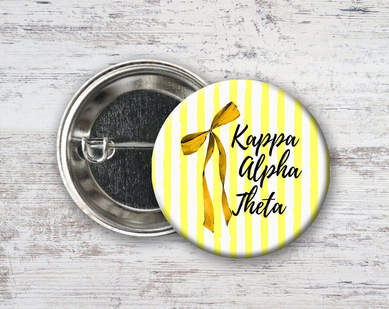 Kappa Alpha Theta Stripes & Bows Pin Buttons Kappa Alpha Theta Stripes & Bows Pin Buttons