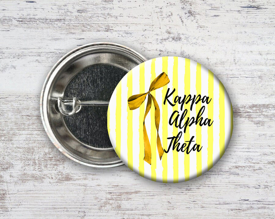 Kappa Alpha Theta Stripes & Bows Pin Buttons Kappa Alpha Theta Stripes & Bows Pin Buttons