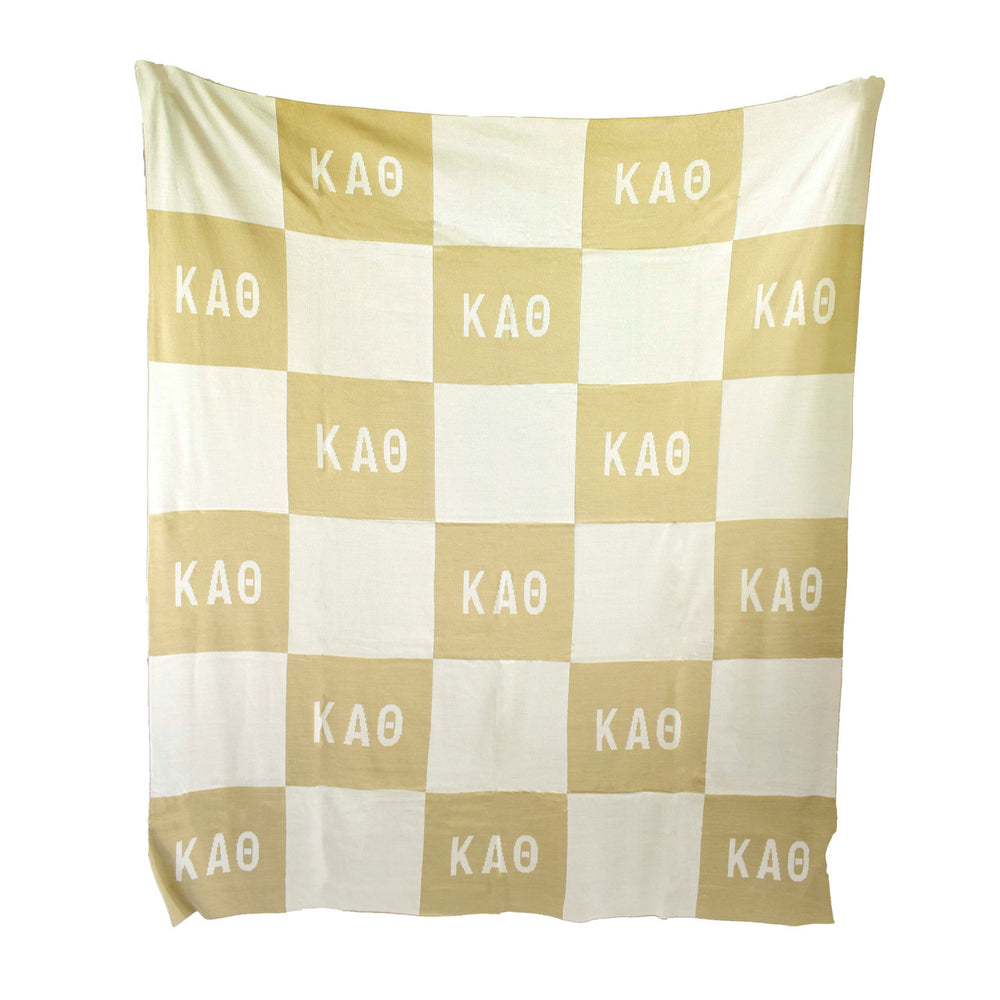 Kappa Alpha Theta Acrylic Checkerboard Beige Throw Blankets Kappa Alpha Theta Acrylic Checkerboard Beige Throw Blankets