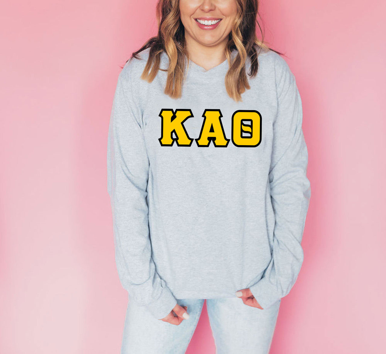 Discount Kappa Alpha Theta Lettered Long Sleeve Tee DISCOUNT Kappa Alpha Theta Lettered Long Sleeve Tee