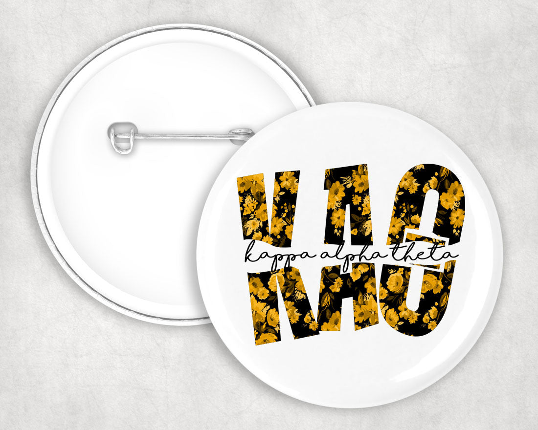 Kappa Alpha Theta Big Floral Pin Buttons Kappa Alpha Theta Big Floral Pin Buttons