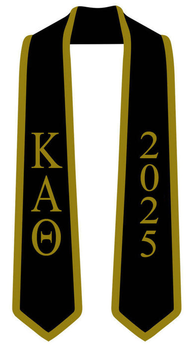Discount Kappa Alpha Theta Greek 2 Tone Lettered Graduation Sash Stole W/ Year DISCOUNT-Kappa Alpha Theta Greek 2 Tone Lettered Graduation Sash Stole w/ Year