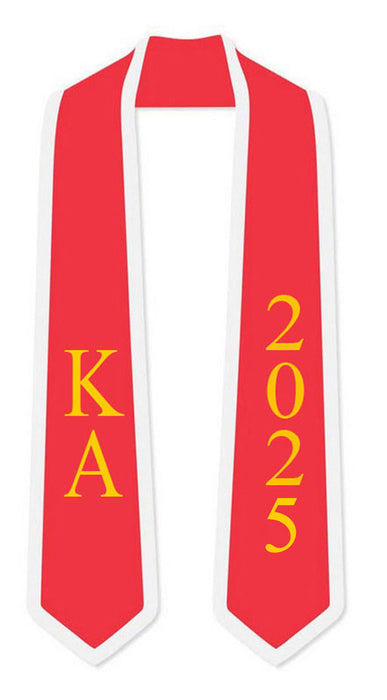 Discount Kappa Alpha Greek 2 Tone Lettered Graduation Sash Stole W/ Year DISCOUNT-Kappa Alpha Greek 2 Tone Lettered Graduation Sash Stole w/ Year