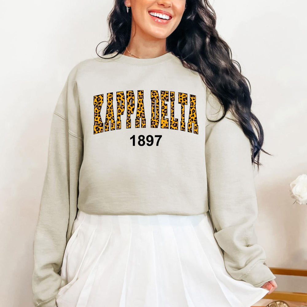 Kappa Delta Cheetah Print Crewneck Sweatshirt Kappa Delta Cheetah Print Crewneck Sweatshirt