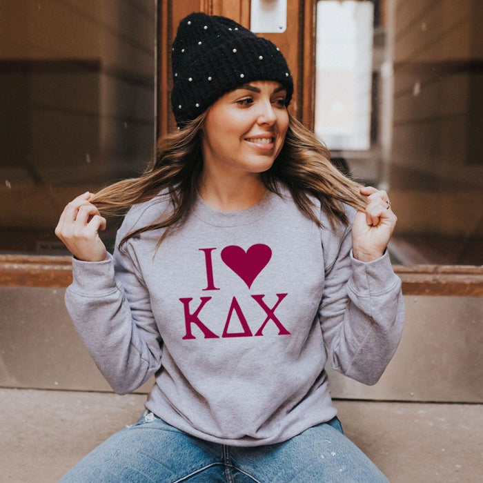 Kappa Delta Chi I Love Crewneck Sweatshirt Kappa Delta Chi I Love Crewneck Sweatshirt