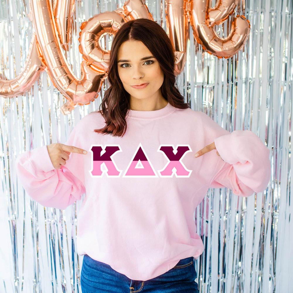 Printify Kappa Delta Chi Two Tone Lettered Crew Sweatshirts Kappa Delta Chi Two Tone Lettered Crew Sweatshirts