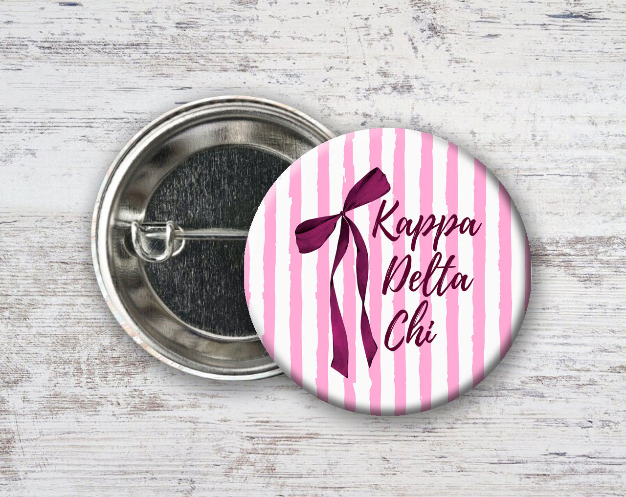 Kappa Delta Chi Stripes & Bows Pin Buttons Kappa Delta Chi Stripes & Bows Pin Buttons