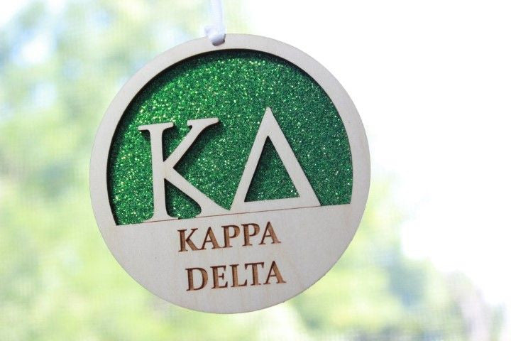 Kappa Delta Laser Carved Greek Letter Ornament 3" Round Kappa Delta Laser Carved Greek Letter Ornament - 3
