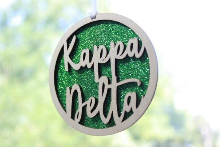 Kappa Delta Laser Carved Script Ornament 3" Round Kappa Delta Laser Carved Script Ornament - 3