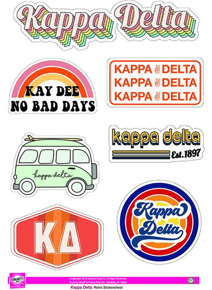 Kappa Delta Retro Sticker Sheet Kappa Delta Retro Sticker Sheet