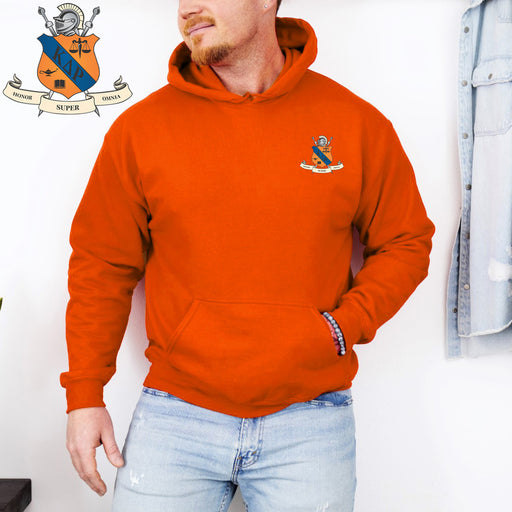 Kappa Delta Rho DISCOUNT-Kappa Delta Rho Crest - Shield Emblem Hooded Sweatshirt