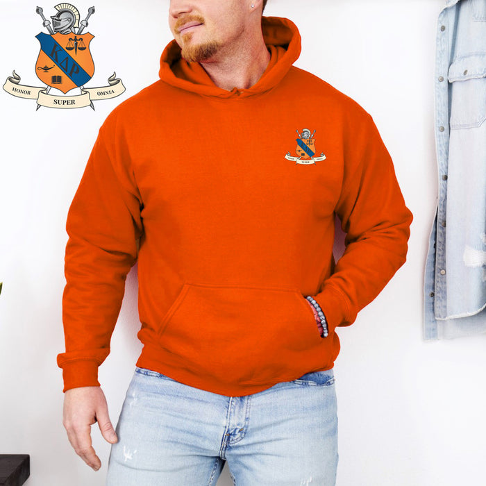 Discount Kappa Delta Rho Crest Shield Emblem Hooded Sweatshirt DISCOUNT-Kappa Delta Rho Crest - Shield Emblem Hooded Sweatshirt