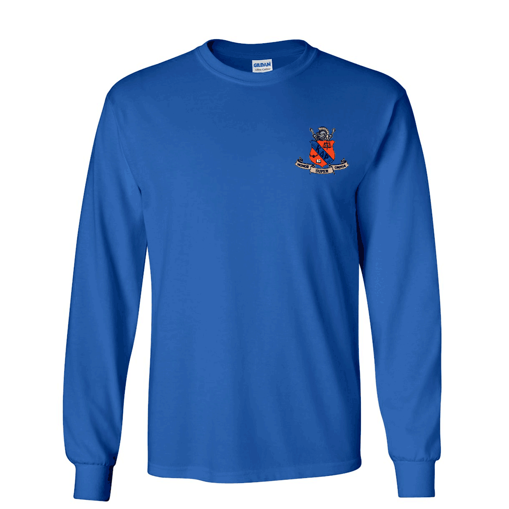 Discount Kappa Delta Rho Fraternity Crest Shield Longsleeve Tee DISCOUNT-Kappa Delta Rho Fraternity Crest - Shield Longsleeve Tee