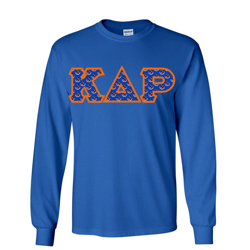 Kappa Delta Rho Fraternity Crest Shield Twill Letter Longsleeve Tee Kappa Delta Rho Fraternity Crest - Shield Twill Letter Longsleeve Tee