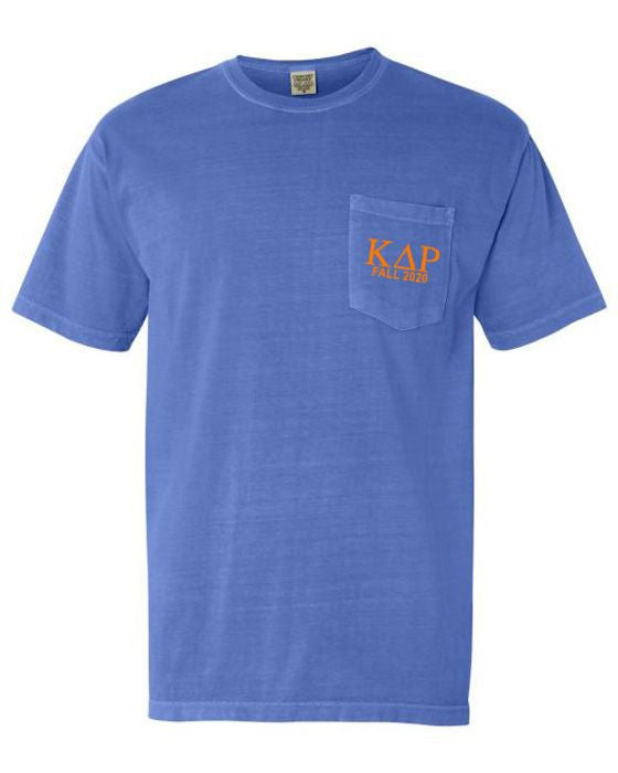 Kappa Delta Rho Greek Letter Comfort Colors Pocket Tee Kappa Delta Rho Greek Letter Comfort Colors Pocket Tee