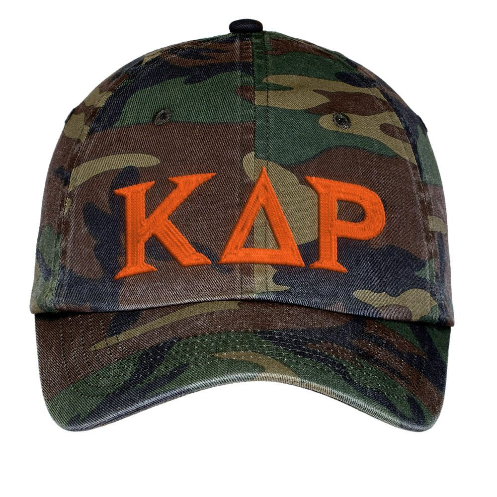Kappa Delta Rho Lettered Camouflage Hat Kappa Delta Rho Lettered Camouflage Hat