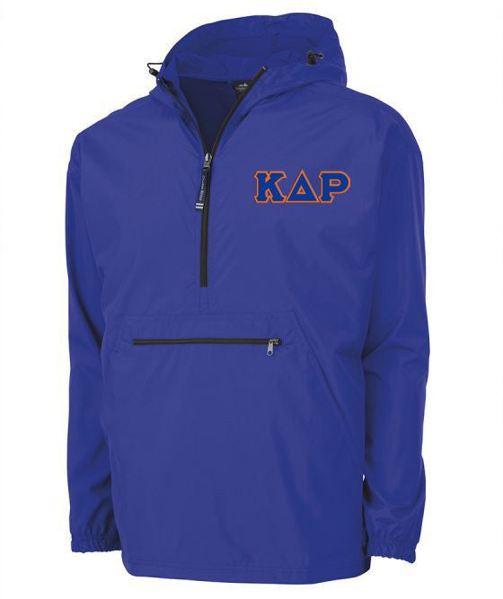 Kappa Delta Rho Tackle Twill Lettered Pack N Go Pullover Kappa Delta Rho Tackle Twill Lettered Pack N Go Pullover