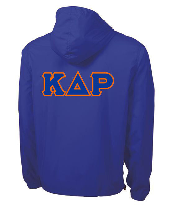 Kappa Delta Rho Tackle Twill Lettered Pack N Go Pullover Kappa Delta Rho Tackle Twill Lettered Pack N Go Pullover