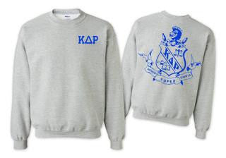 Printify Kappa Delta Rho World Famous Crest Shield Crewneck Sweatshirts Kappa Delta Rho World Famous Crest - Shield Crewneck Sweatshirts