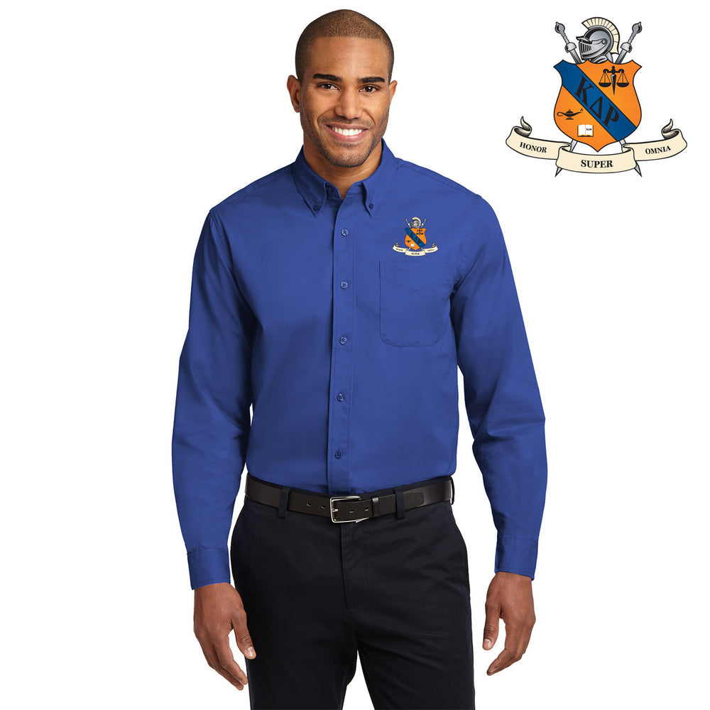 Discount Kappa Delta Rho Crest Shield Long Sleeve Oxford DISCOUNT-Kappa Delta Rho Crest - Shield Long Sleeve Oxford