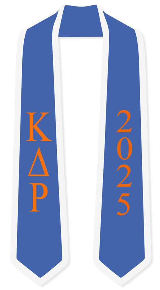 Discount Kappa Delta Rho Greek 2 Tone Lettered Graduation Sash Stole W/ Year DISCOUNT-Kappa Delta Rho Greek 2 Tone Lettered Graduation Sash Stole w/ Year