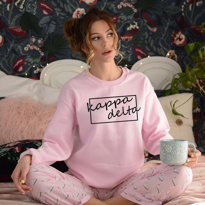 Kappa Delta Script Box Crewneck Sweatshirt Kappa Delta Script Box Crewneck Sweatshirt