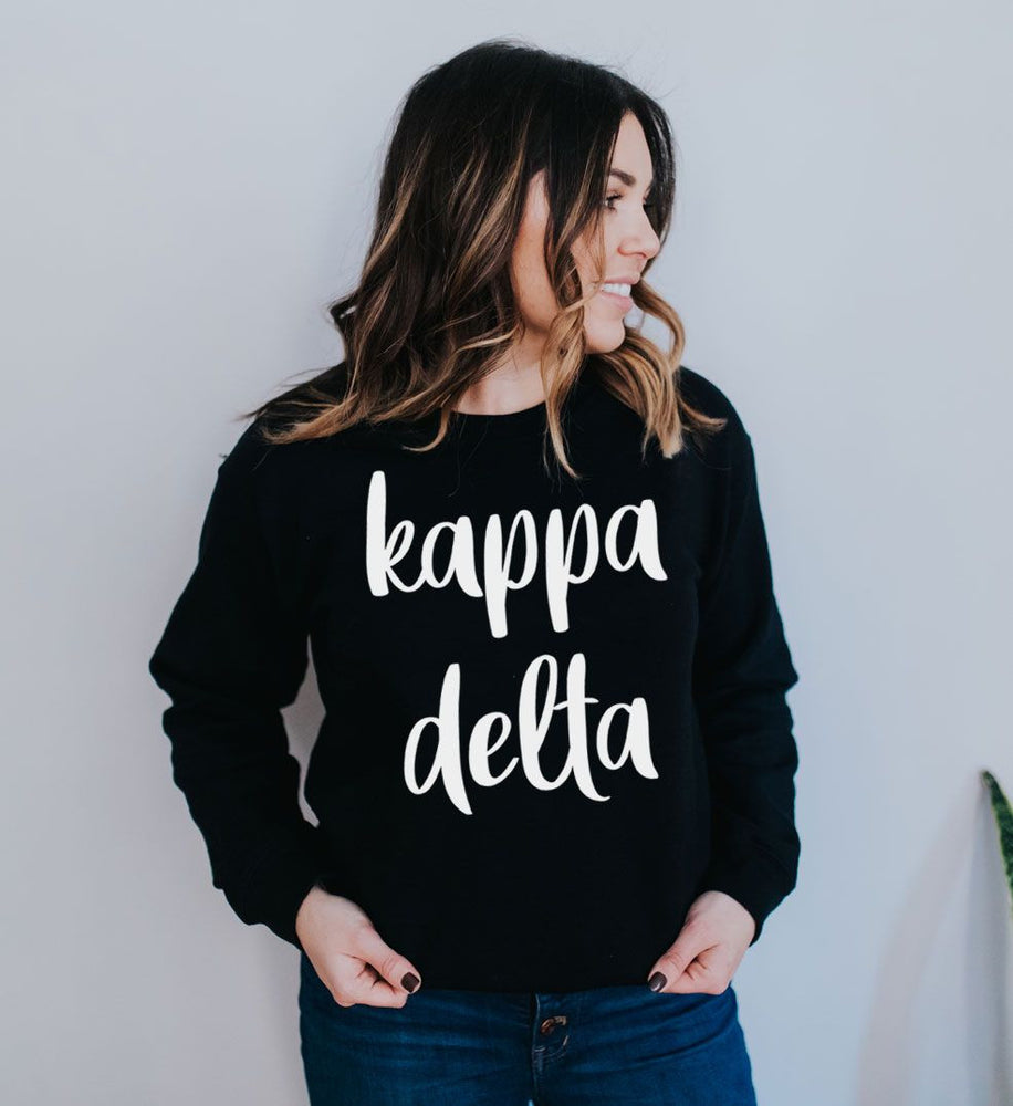Kappa Delta Script Crew Sweatshirt Kappa Delta Script Crew Sweatshirt