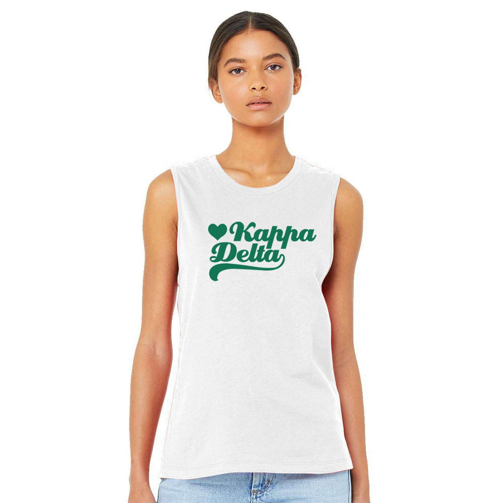 Printify Kappa Delta Tail Heart Bella + Canvas Muscle Tank Kappa Delta Tail Heart Bella + Canvas Muscle Tank