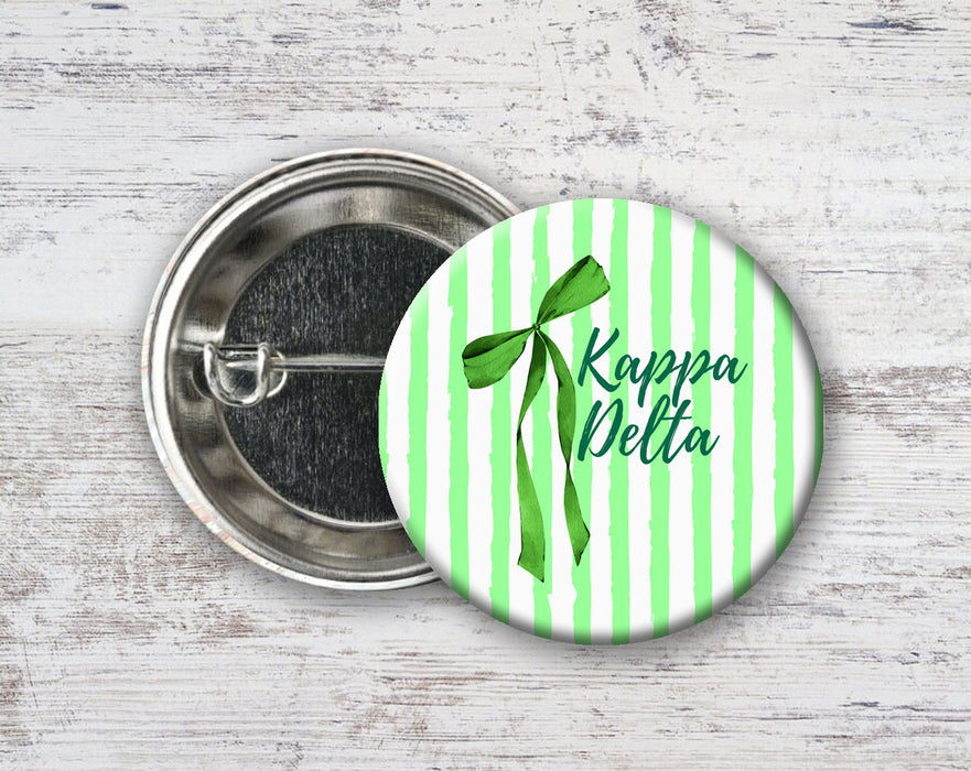 Kappa Delta Stripes & Bows Pin Buttons Kappa Delta Stripes & Bows Pin Buttons